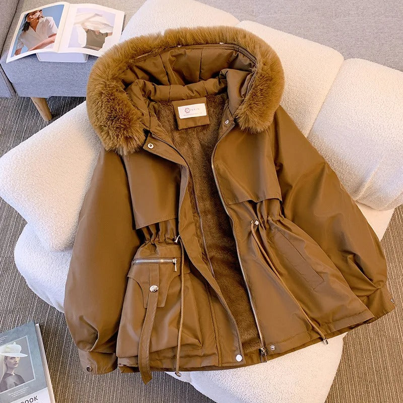 Soft fleece-lined hooded coat